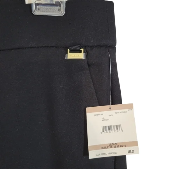 NWT Anne Klein Black Woven Straight Wide Leg Pants - Picture 3 of 9